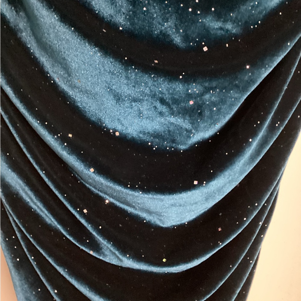 AOMEI Teal Velvet Dress with Sparkle Details M - Picture 6 of 12